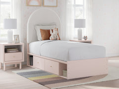 J&M Furniture - Ashley Furniture - Wistenpine Twin Upholstered Panel Bed with Storage - Twin Upholstered Panel Bed with Storage / Blush - B1323B14