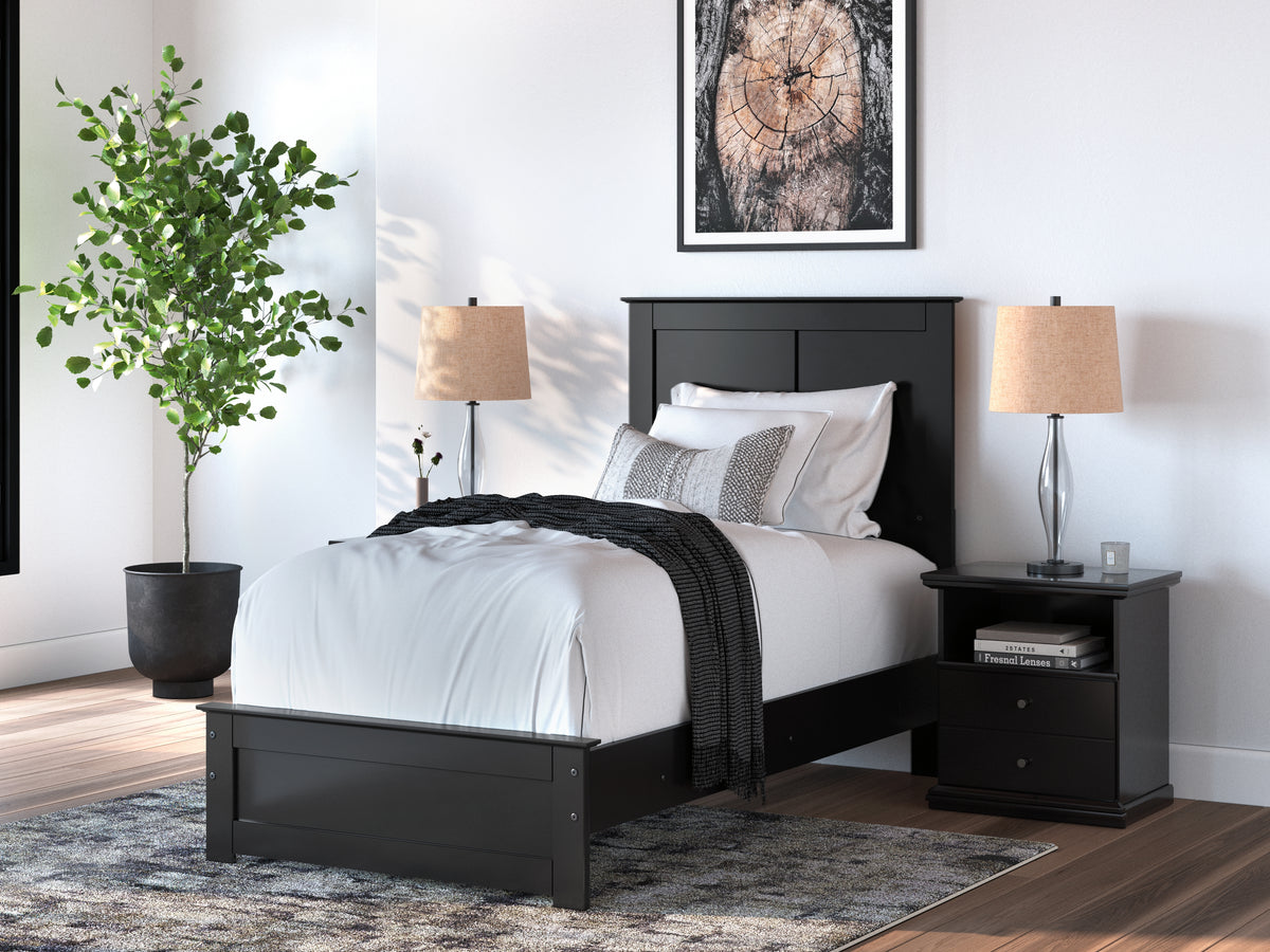 J&M Furniture - Ashley Furniture - Maribel Twin Panel Bed - Twin Panel Bed / Black - B138B51