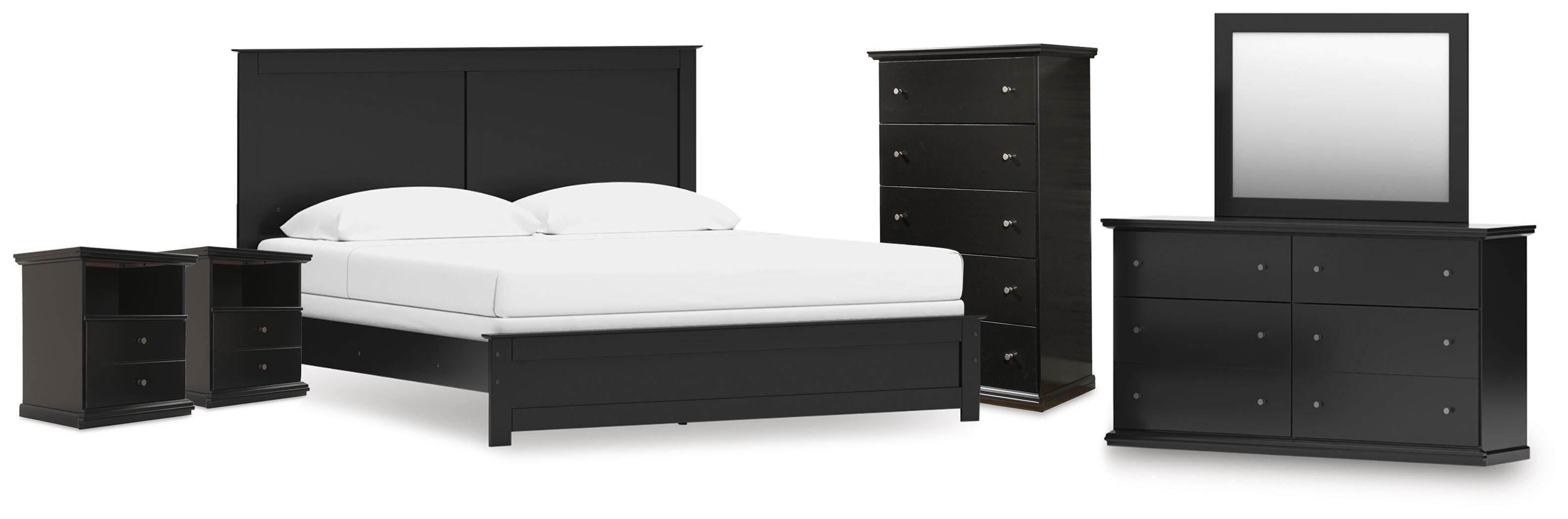 J&M Furniture - Ashley Furniture - Maribel King Panel Bed, Dresser, Mirror, Chest, and 2 Nightstands - King Panel Bed, Dresser, Mirror, Chest, and 2 Nightstands - B138B63