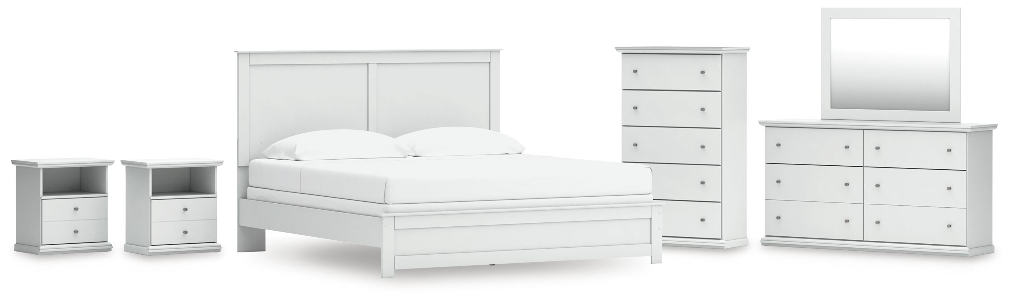 J&M Furniture - Ashley Furniture - Bostwick Shoals King Panel Bed, Dresser, Mirror, Chest and 2 Nightstands - King Panel Bed, Dresser, Mirror, Chest and 2 Nightstands - B139B53