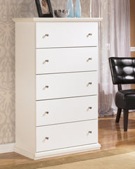 J&M Furniture - Ashley Furniture - Bostwick Shoals Chest of Drawers - Five Drawer Chest / White - B139-46