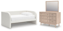 J&M Furniture - Ashley Furniture - Arloster Twin Upholstered Day Bed, Dresser and Mirror - Twin Upholstered Day Bed, Dresser and Mirror - PCB1566B14