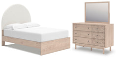 Arloster Full Upholstered Panel Bed, Dresser and Mirror