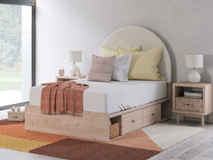 J&M Furniture - Ashley Furniture - Arloster Full Upholstered Panel Bed with Storage - Full Upholstered Panel Bed with Storage / Tan/White - PCB1566B5