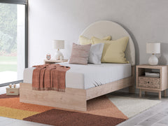 J&M Furniture - Ashley Furniture - Arloster Full Upholstered Panel Bed - Full Upholstered Panel Bed / Tan/White - PCB1566B3