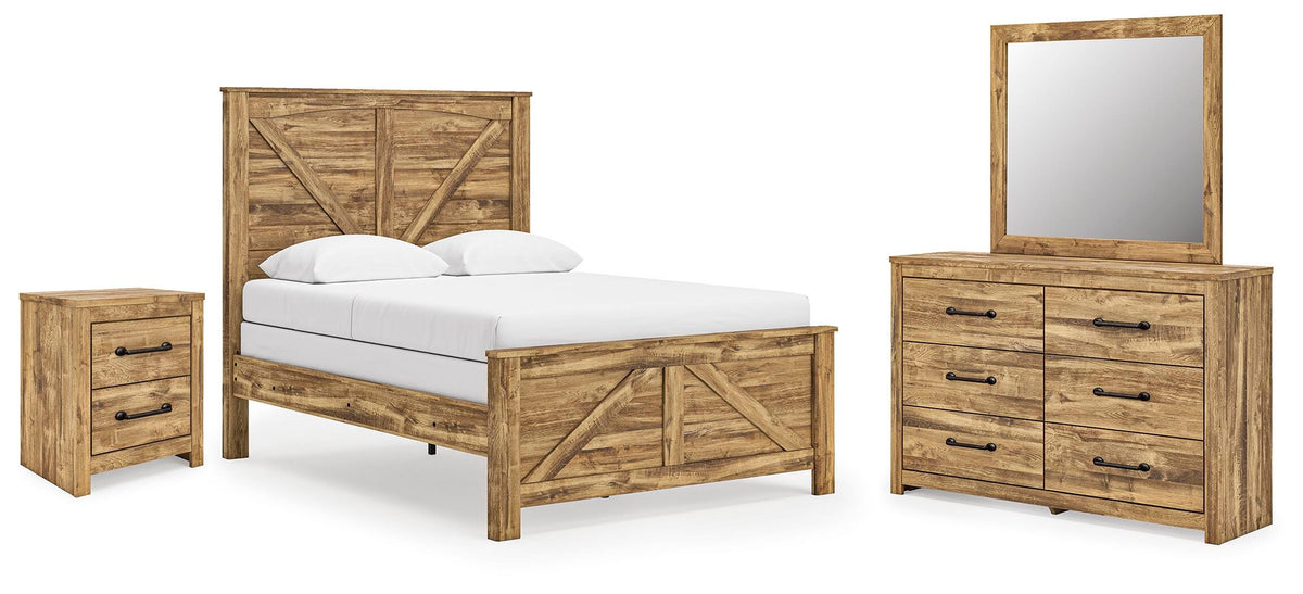 J&M Furniture - Ashley Furniture - Maystonna Queen Crossbuck Panel Bed, Dresser, Mirror and Nightstand - Queen Crossbuck Panel Bed, Dresser, Mirror and Nightstand - PCB1580B8