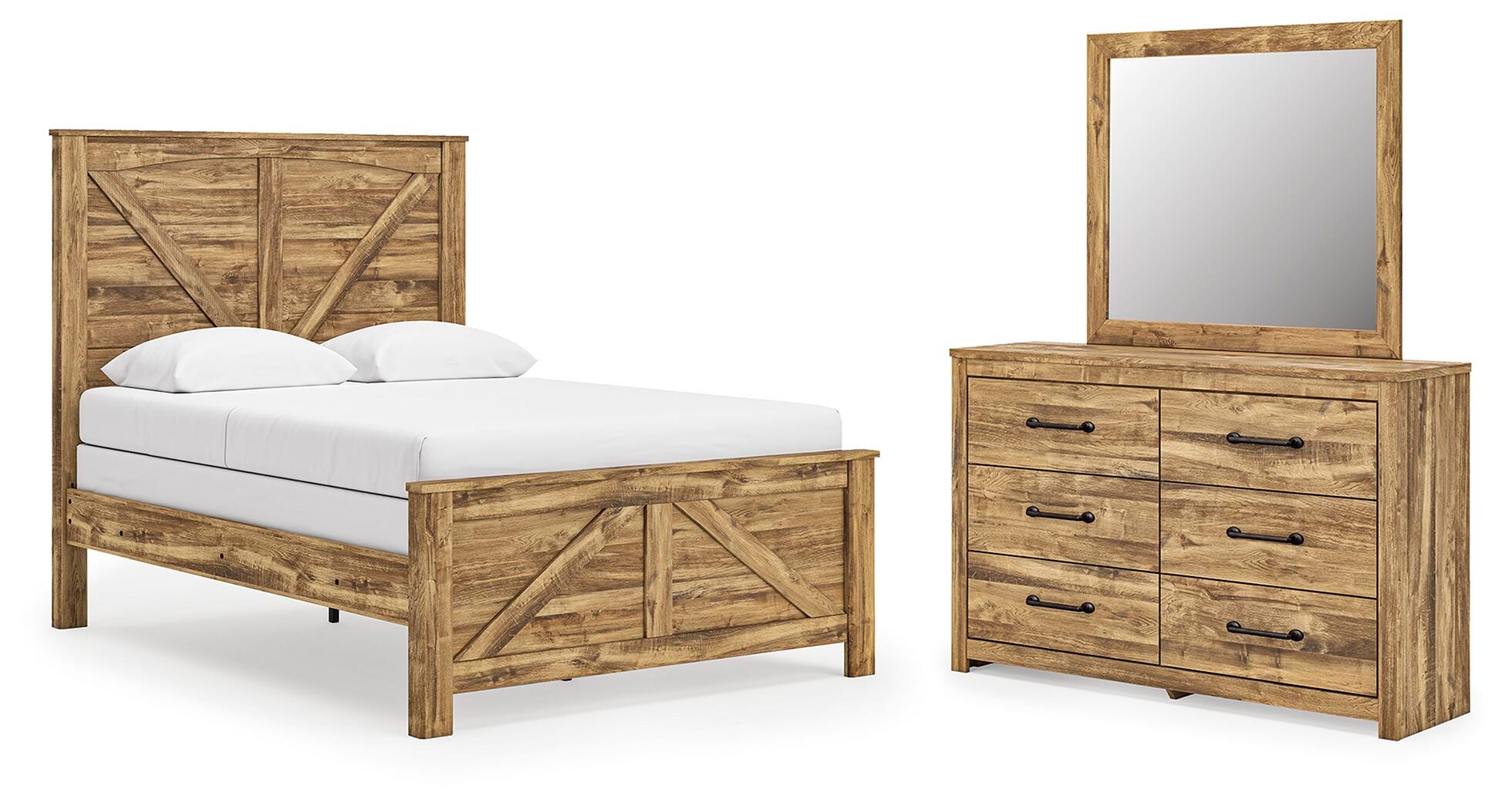 J&M Furniture - Ashley Furniture - Maystonna Queen Crossbuck Panel Bed, Dresser and Mirror - Queen Crossbuck Panel Bed, Dresser and Mirror - PCB1580B3