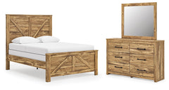 Maystonna Queen Crossbuck Panel Bed, Dresser and Mirror