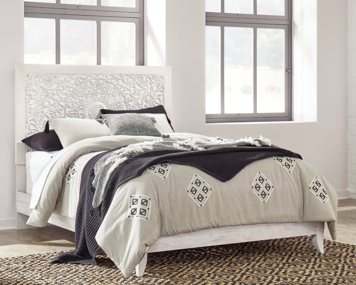 J&M Furniture - Ashley Furniture - Paxberry Queen Panel Bed - Queen Panel Bed / Whitewash - B181B6