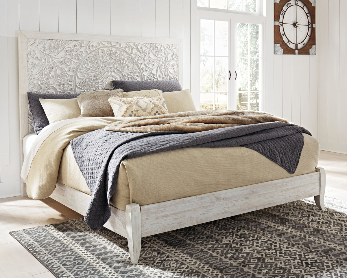 J&M Furniture - Ashley Furniture - Paxberry King Panel Bed - King Panel Bed / Whitewash - B181B10