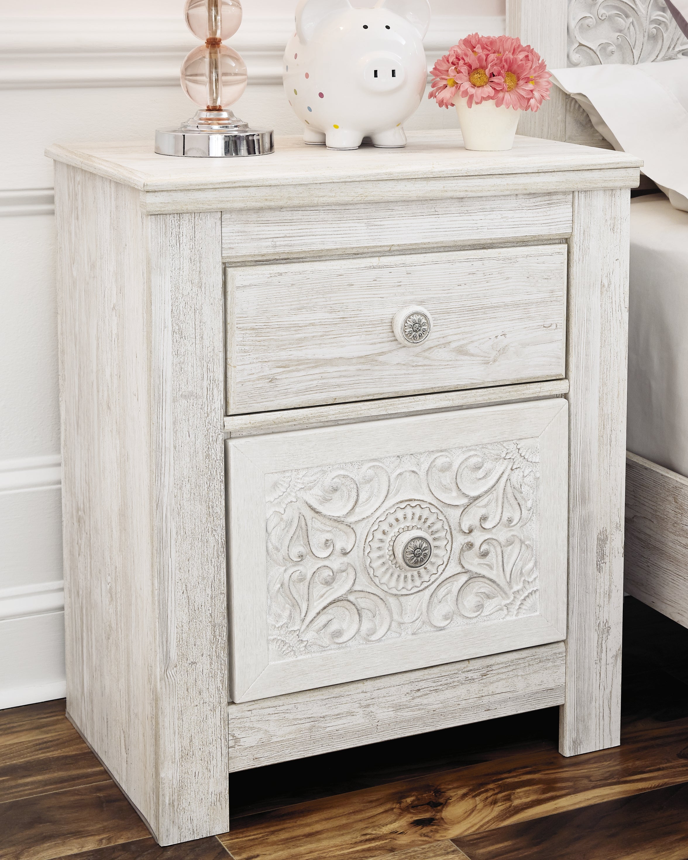 J&M Furniture - Ashley Furniture - Paxberry Nightstand - Two Drawer Night Stand / Whitewash - B181-92