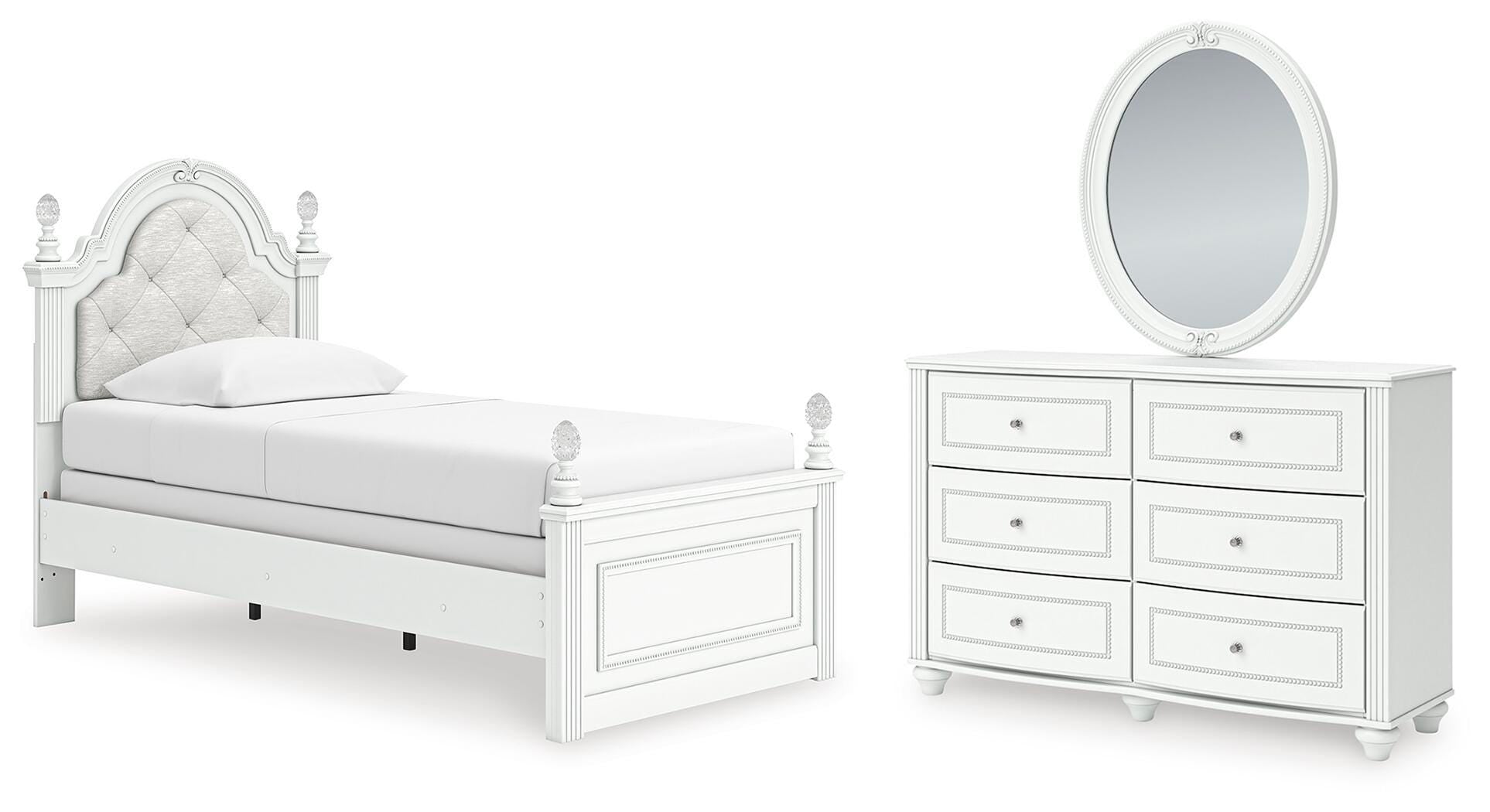J&M Furniture - Ashley Furniture - Kozlani Twin Upholstered Panel Bed, Dresser and Mirror - Twin Upholstered Panel Bed, Dresser and Mirror - PCB1819B14