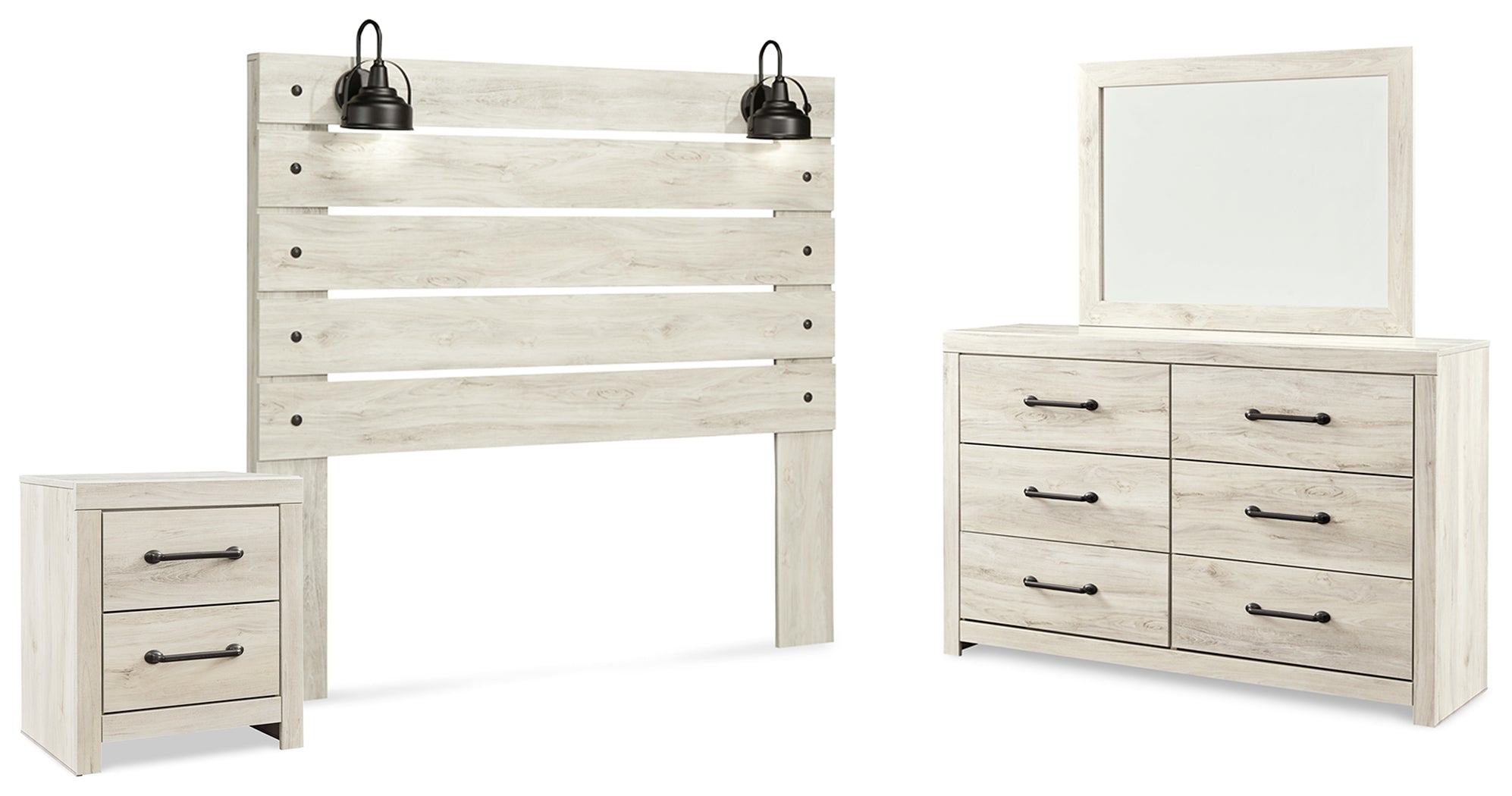J&M Furniture - Ashley Furniture - Cambeck Queen Panel Headboard, Dresser, Mirror, and Nightstand - Queen Panel Headboard, Dresser, Mirror, and Nightstand / Whitewash - B192B57