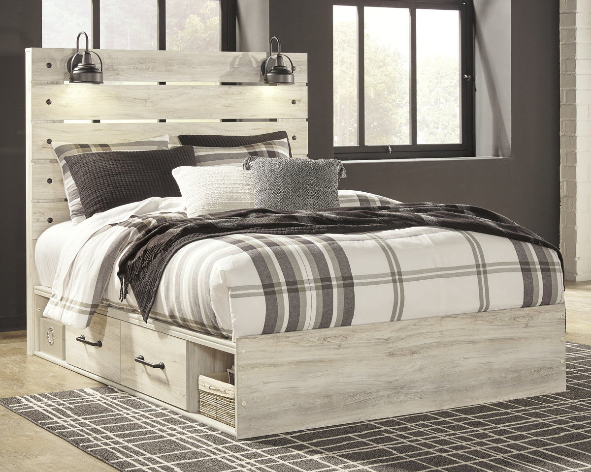 J&M Furniture - Ashley Furniture - Cambeck Queen Panel Bed with 2 Storage Drawers - Queen Panel Bed with 2 Storage Drawers / Whitewash - B192B17