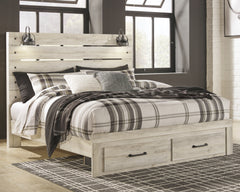 J&M Furniture - Ashley Furniture - Cambeck King Panel Bed with 2 Storage Drawers - King Panel Bed with 2 Storage Drawers / Whitewash - B192B31