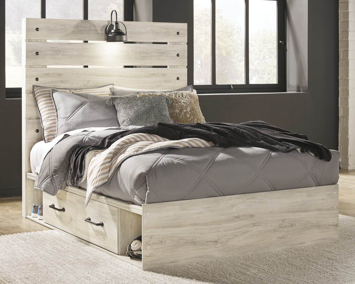J&M Furniture - Ashley Furniture - Cambeck Full Panel Bed with 4 Storage Drawers - Full Panel Bed with 4 Storage Drawers / Whitewash - B192B34