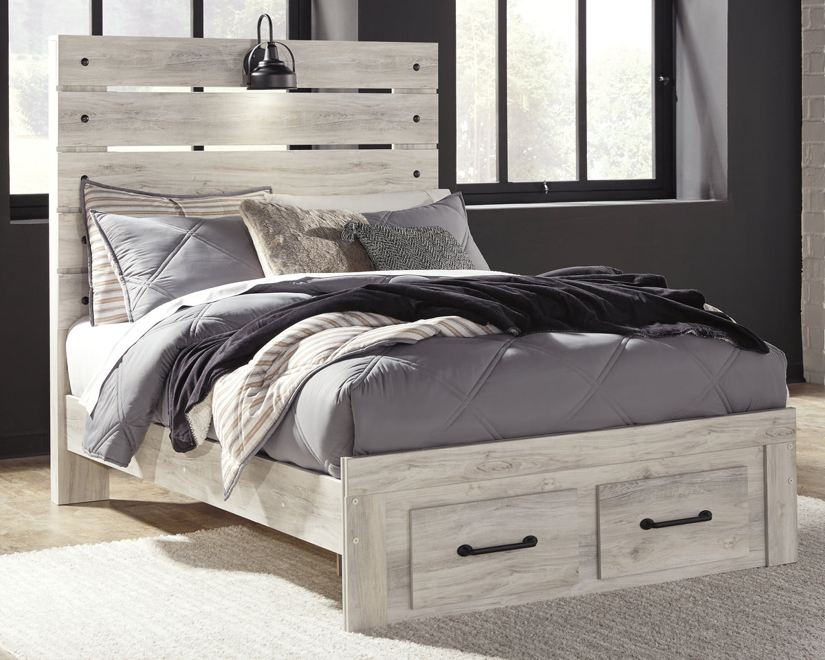 J&M Furniture - Ashley Furniture - Cambeck Full Panel Bed with 2 Storage Drawers - Full Panel Bed with 2 Storage Drawers / Whitewash - B192B33