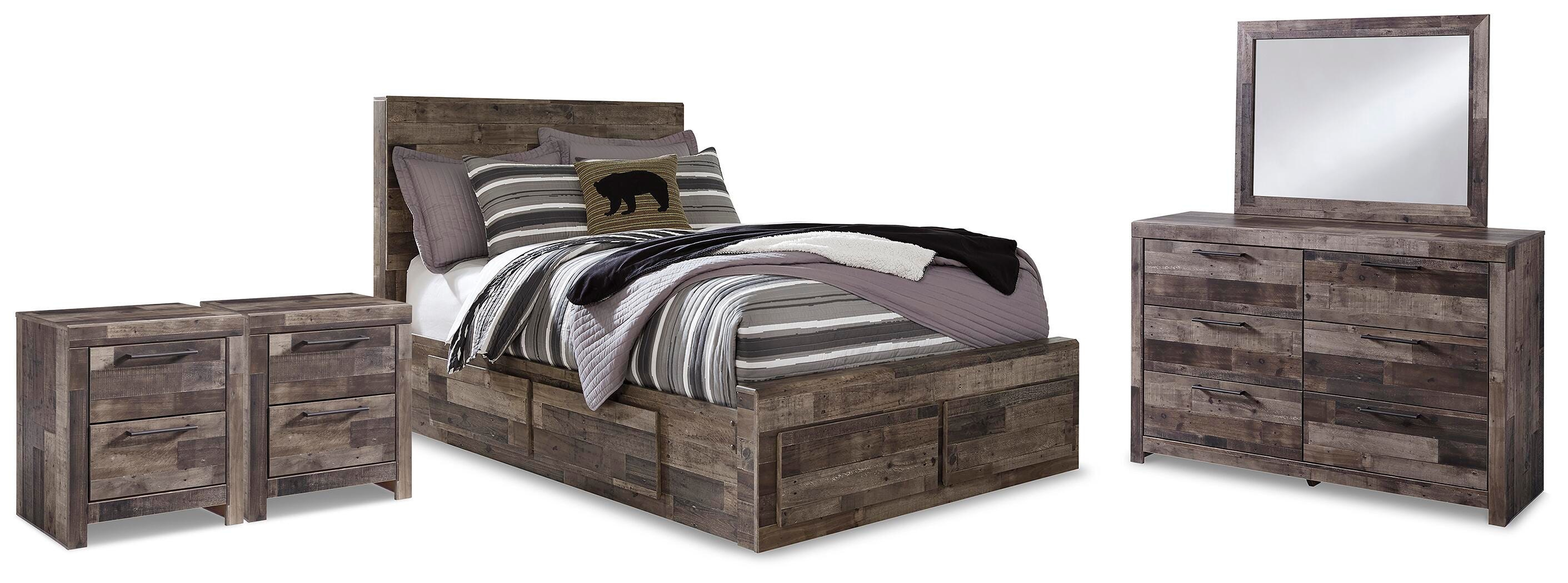 J&M Furniture - Ashley Furniture - Derekson Full Panel Storage Bed, Dresser, Mirror and 2 Nightstands - Full Panel Storage Bed, Dresser, Mirror and 2 Nightstands - B200B75