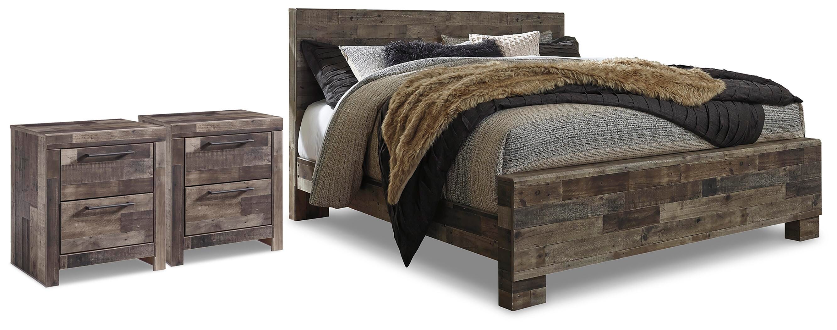 J&M Furniture - Ashley Furniture - Derekson King Panel Bed and 2 Nightstands - King Panel Bed and 2 Nightstands - B200B83