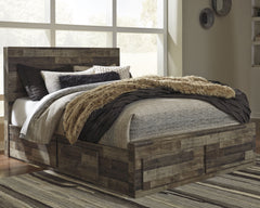 J&M Furniture - Ashley Furniture - Derekson Queen Panel Bed with 4 Storage Drawers - Queen Panel Bed with 4 Storage Drawers / Multi Gray - B200B18
