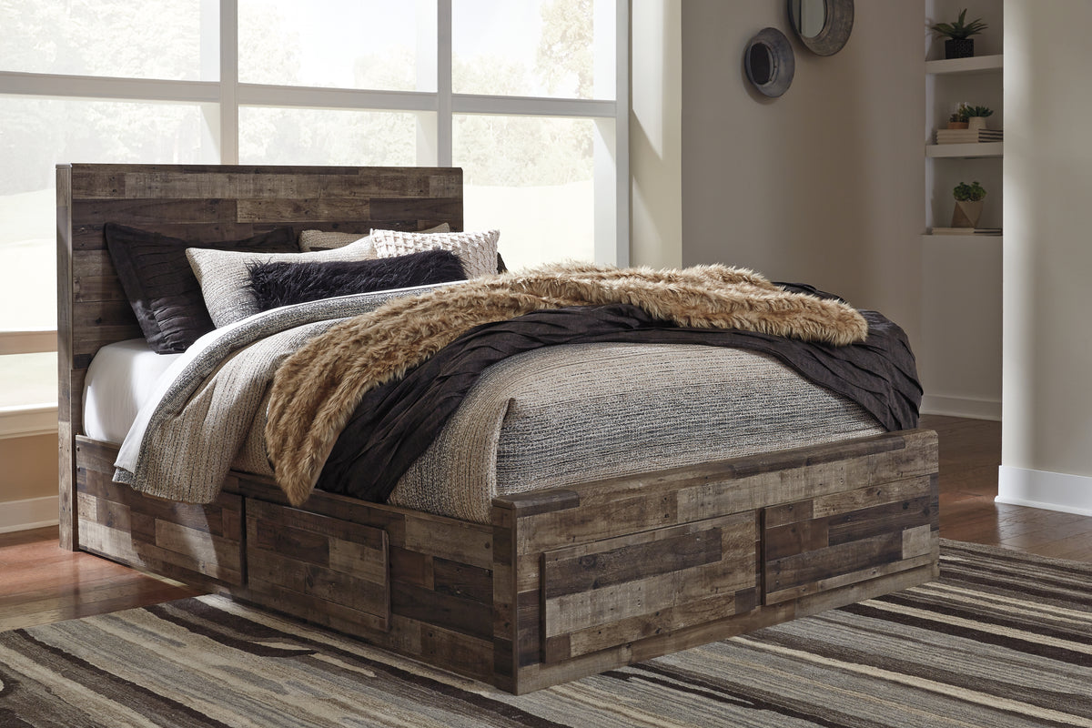 J&M Furniture - Ashley Furniture - Derekson Queen Panel Bed with 6 Storage Drawers - Queen Panel Bed with 6 Storage Drawers / Multi Gray - B200B8