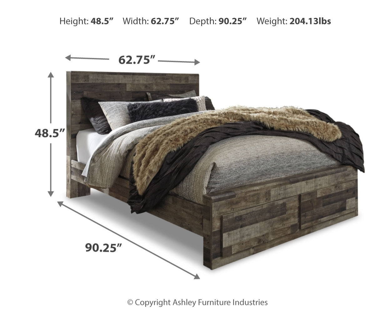 Derekson Queen Panel Bed with 2 Storage Drawers