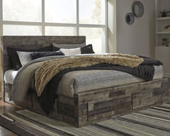 J&M Furniture - Ashley Furniture - Derekson King Panel Bed with 4 Storage Drawers - King Panel Bed with 4 Storage Drawers / Multi Gray - B200B19