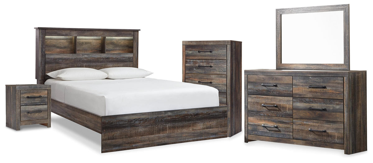 J&M Furniture - Ashley Furniture - Drystan Queen Bookcase Panel Bed, Dresser, Mirror Chest and Nightstand - Queen Bookcase Panel Bed, Dresser, Mirror Chest and Nightstand - B211B111