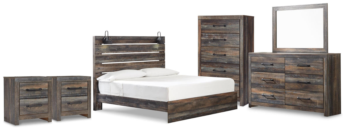 J&M Furniture - Ashley Furniture - Drystan King Panel Bed, Dresser, Mirror and 2 Nightstands - King Panel Bed, Dresser, Mirror and 2 Nightstands - B211B101