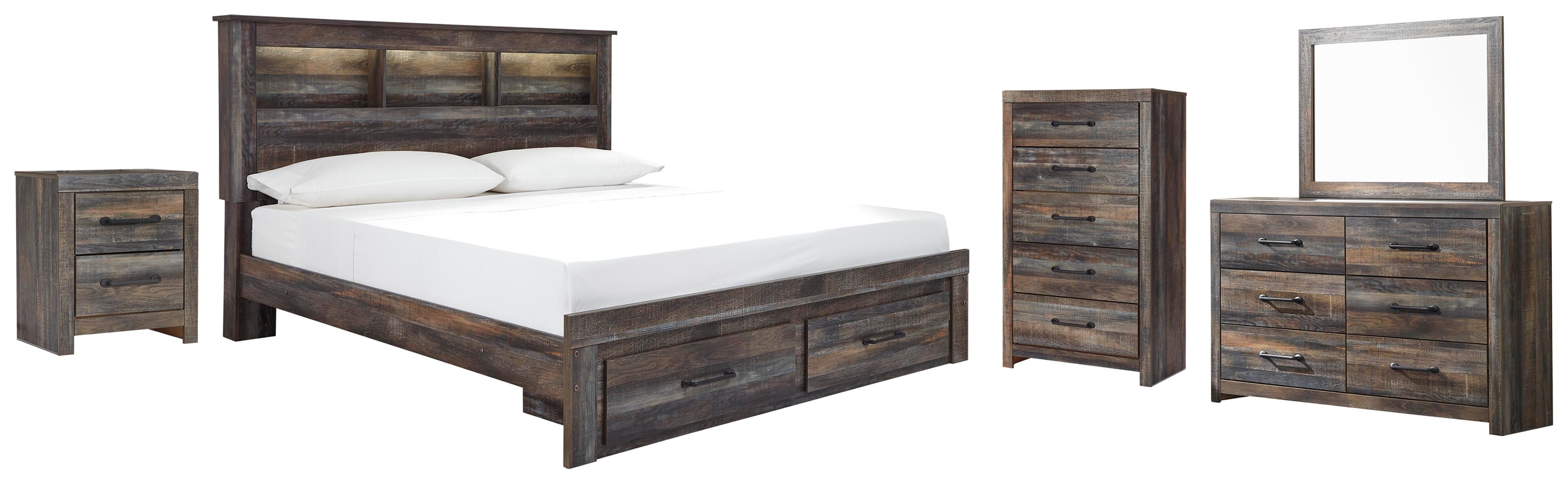 J&M Furniture - Ashley Furniture - Drystan King Bookcase Storage Bed, Dresser, Mirror, Chest and Nightstand - King Bookcase Storage Bed, Dresser, Mirror, Chest and Nightstand - B211B22