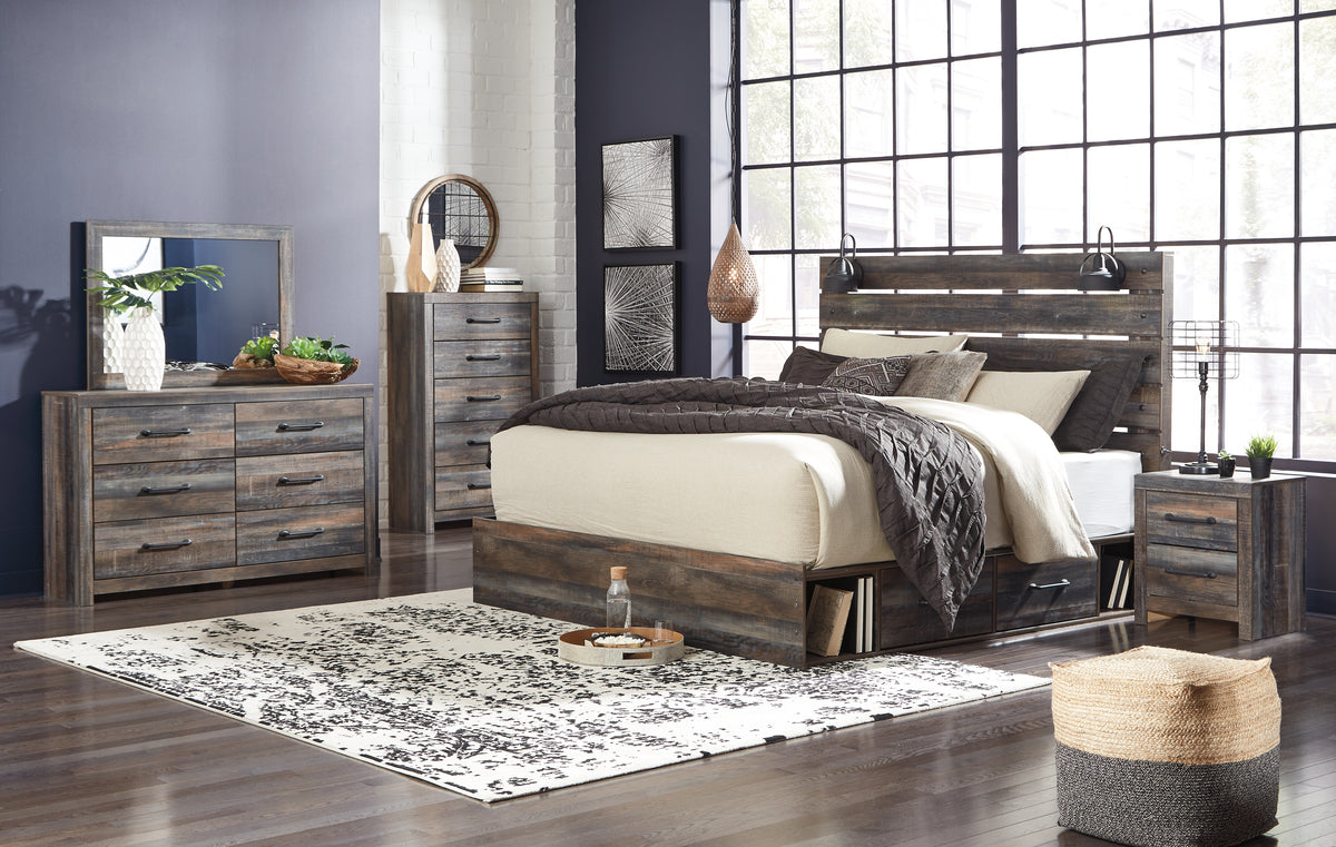 J&M Furniture - Ashley Furniture - Drystan King Panel Bed with Storage, Dresser, Mirror, Chest and 2 Nightstands - King Panel Bed with Storage, Dresser, Mirror, Chest and 2 Nightstands - B211B66