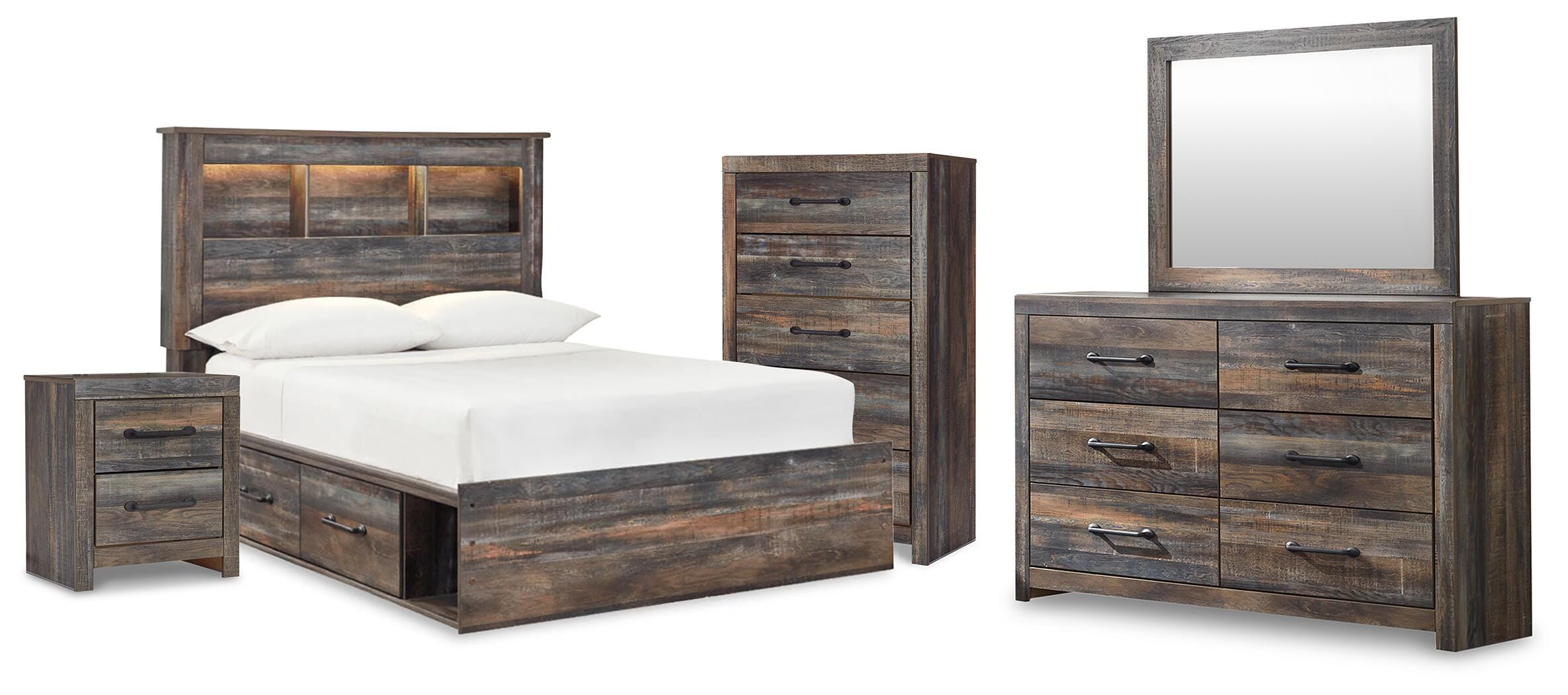 J&M Furniture - Ashley Furniture - Drystan Full Bookcase Bed, Dresser, Mirror, Chest and Nightstand - Full Bookcase Bed, Dresser, Mirror, Chest and Nightstand - B211B102