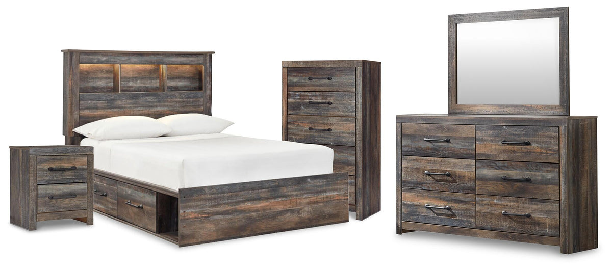 J&M Furniture - Ashley Furniture - Drystan Full Bookcase Bed, Dresser, Mirror, Chest and Nightstand - Full Bookcase Bed, Dresser, Mirror, Chest and Nightstand - B211B102