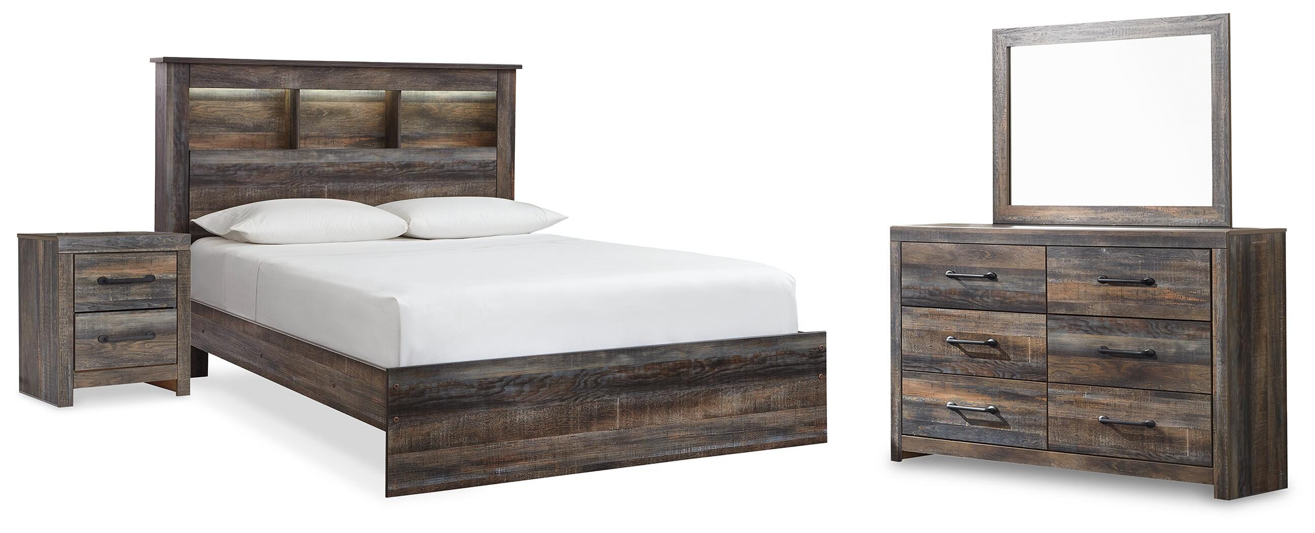 J&M Furniture - Ashley Furniture - Drystan Queen Bookcase Bed, Dresser, Mirror and Nightstand - Queen Bookcase Bed, Dresser, Mirror and Nightstand - B211B95