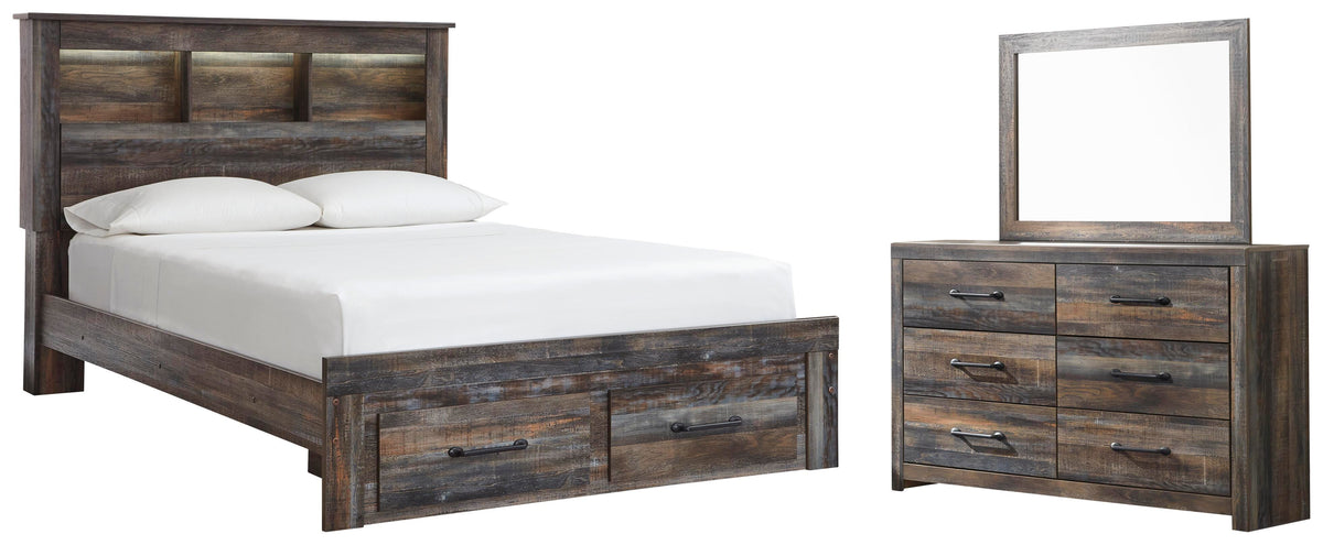 J&M Furniture - Ashley Furniture - Drystan Queen Bookcase Storage Bed, Dresser and Mirror - Queen Bookcase Storage Bed, Dresser and Mirror - B211B26