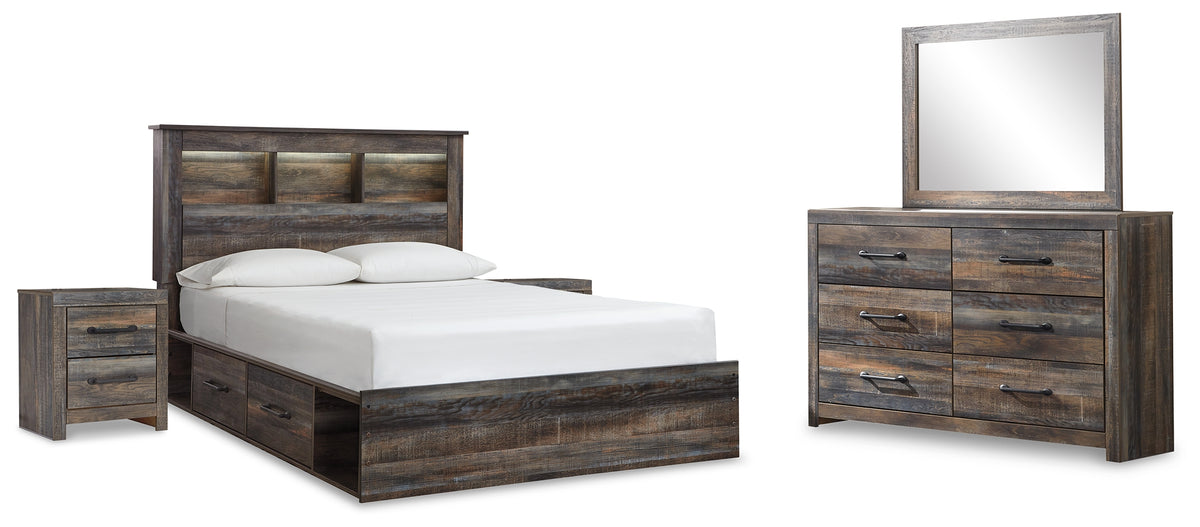 J&M Furniture - Ashley Furniture - Drystan Queen Bookcase Storage Bed, Dresser, Mirror and 2 Nightstands - Queen Bookcase Storage Bed, Dresser, Mirror and 2 Nightstands - B211B19