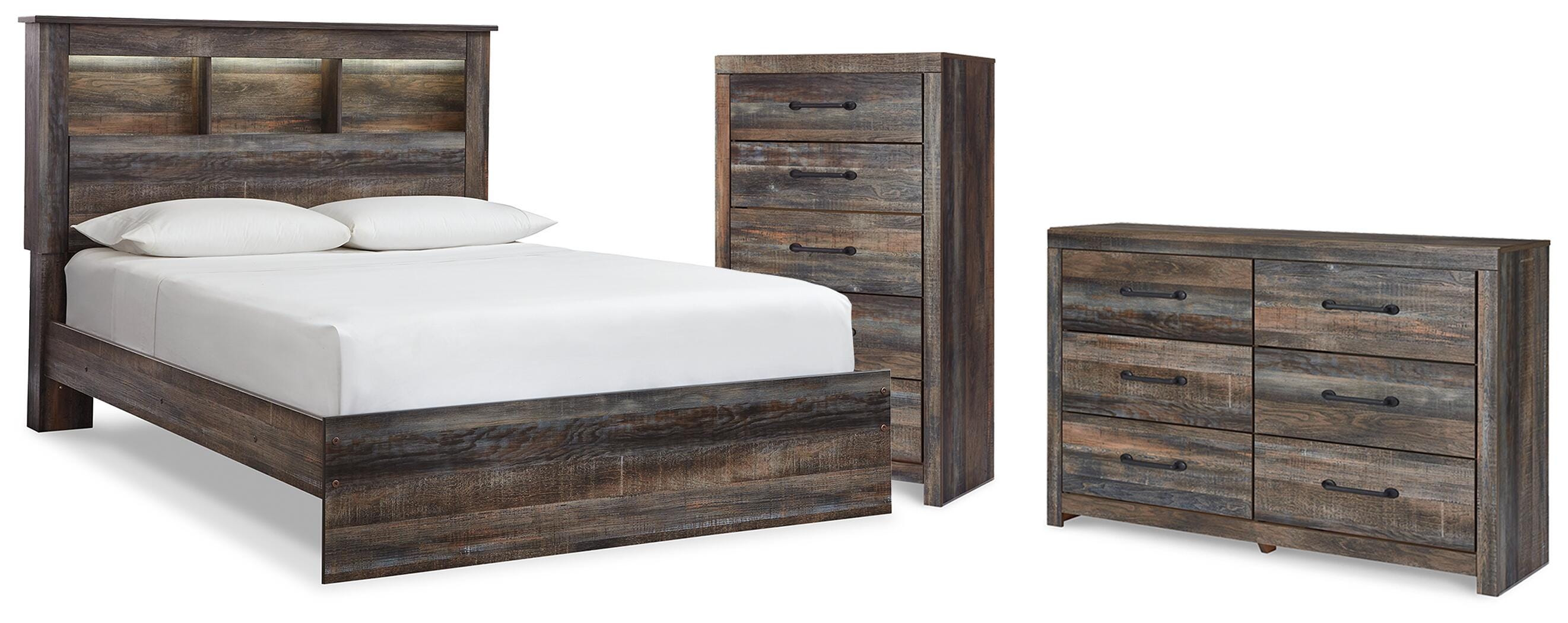 J&M Furniture - Ashley Furniture - Drystan Queen Bookcase Bed, Dresser and Chest - Queen Bookcase Bed, Dresser and Chest - B211B105