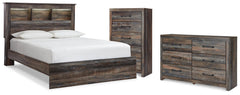 Drystan Queen Bookcase Bed, Dresser and Chest