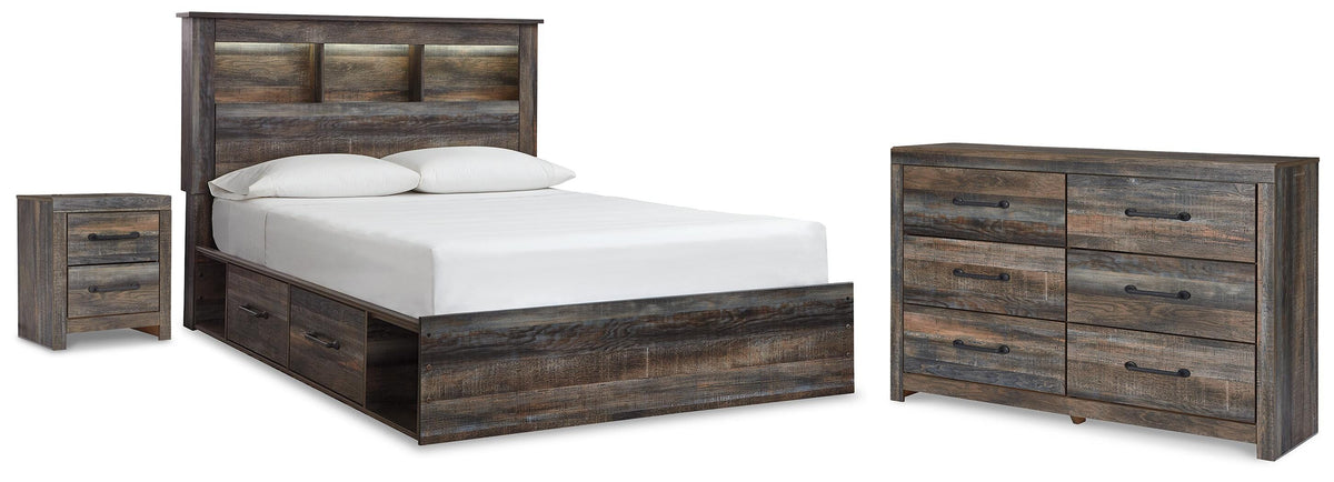 J&M Furniture - Ashley Furniture - Drystan Queen Bookcase Bed with Storage, Dresser and Nightstand - Queen Bookcase Bed with Storage, Dresser and Nightstand - B211B120