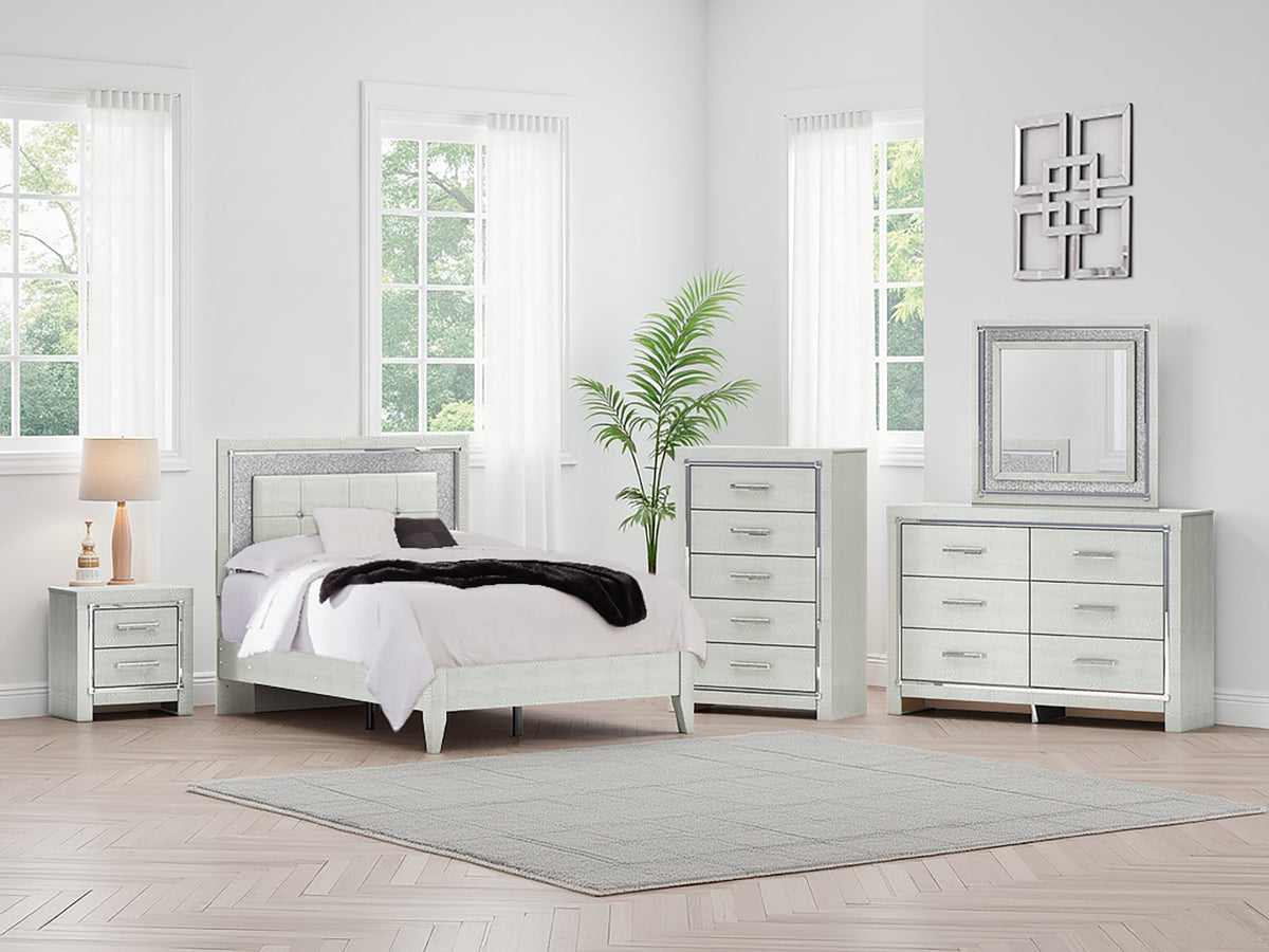 J&M Furniture - Ashley Furniture - Zyniden Full Upholstered Panel Bed - Full Upholstered Panel Bed / Silver - B2114B4