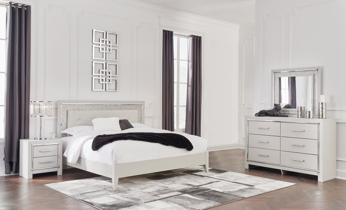J&M Furniture - Ashley Furniture - Zyniden King Upholstered Panel Bed, Dresser, Mirror and Nightstand - King Upholstered Panel Bed, Dresser, Mirror and Nightstand - B2114B8