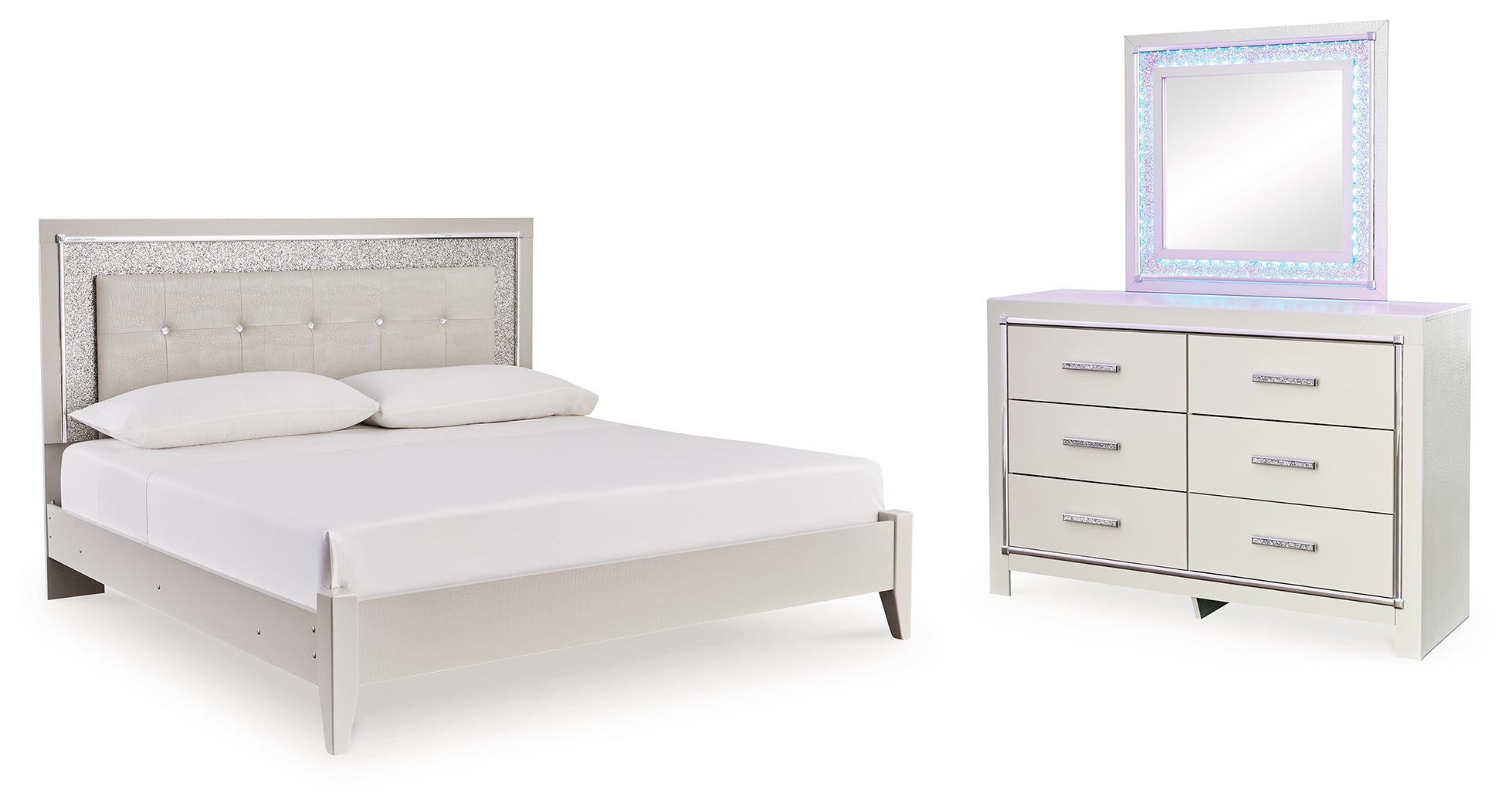 J&M Furniture - Ashley Furniture - Zyniden King Upholstered Panel Bed, Dresser and Mirror - King Upholstered Panel Bed, Dresser and Mirror - B2114B12