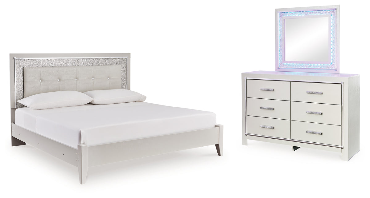 J&M Furniture - Ashley Furniture - Zyniden King Upholstered Panel Bed, Dresser and Mirror - King Upholstered Panel Bed, Dresser and Mirror - B2114B12