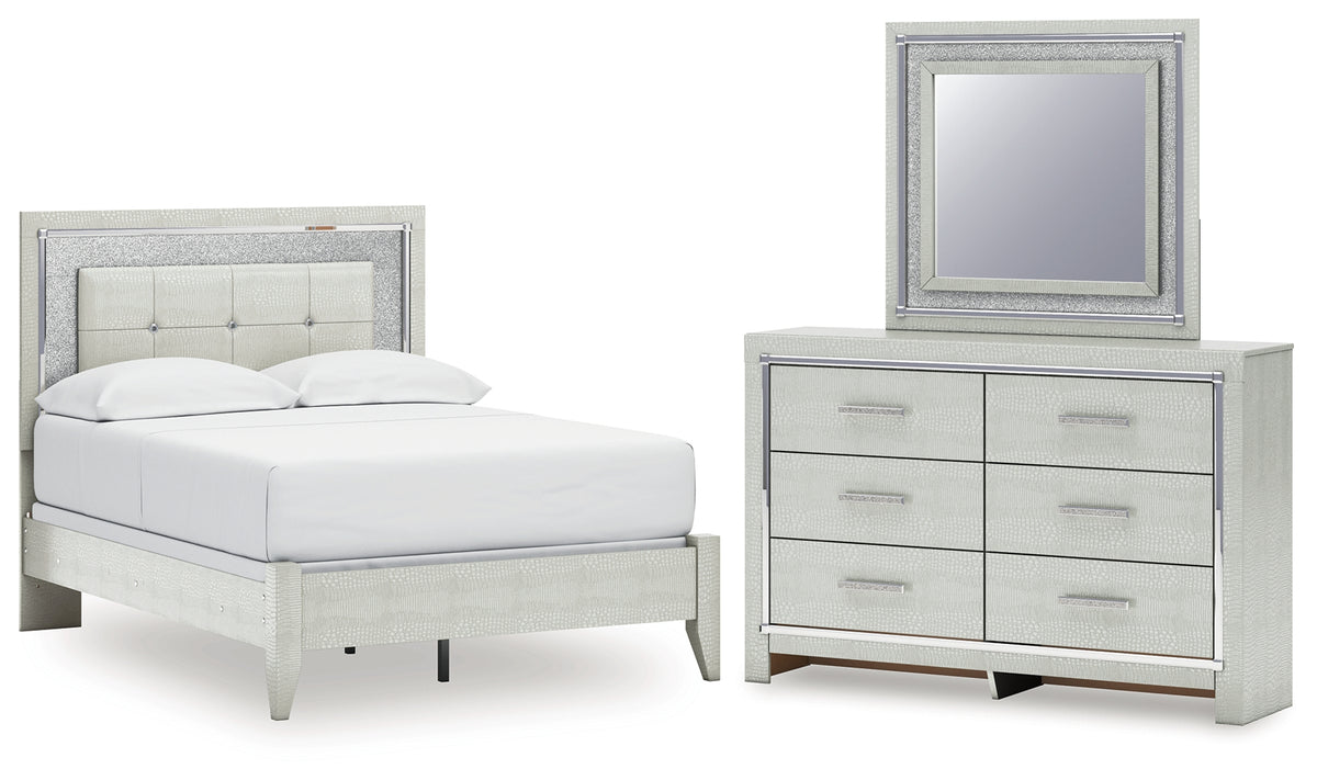 J&M Furniture - Ashley Furniture - Zyniden Full Upholstered Panel Bed, Dresser and Mirror - Full Upholstered Panel Bed, Dresser and Mirror - B2114B6