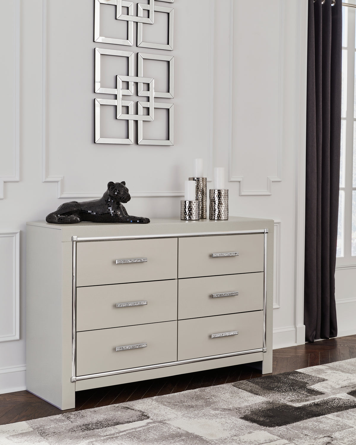 J&M Furniture - Ashley Furniture - Zyniden Dresser - Six Drawer Dresser / Silver - B2114-31