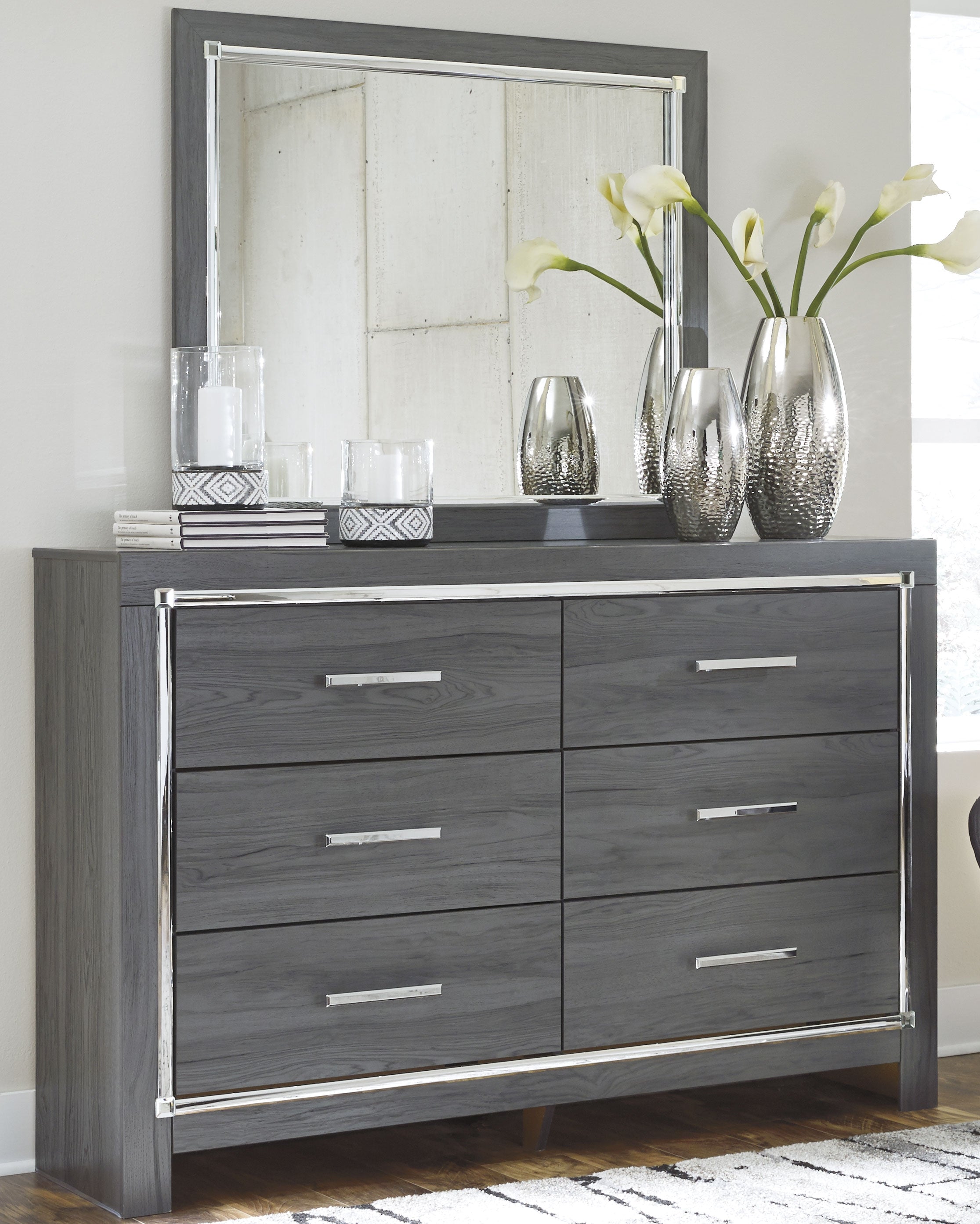 J&M Furniture - Ashley Furniture - Lodanna Dresser and Mirror - Dresser and Mirror / Gray - B214B1