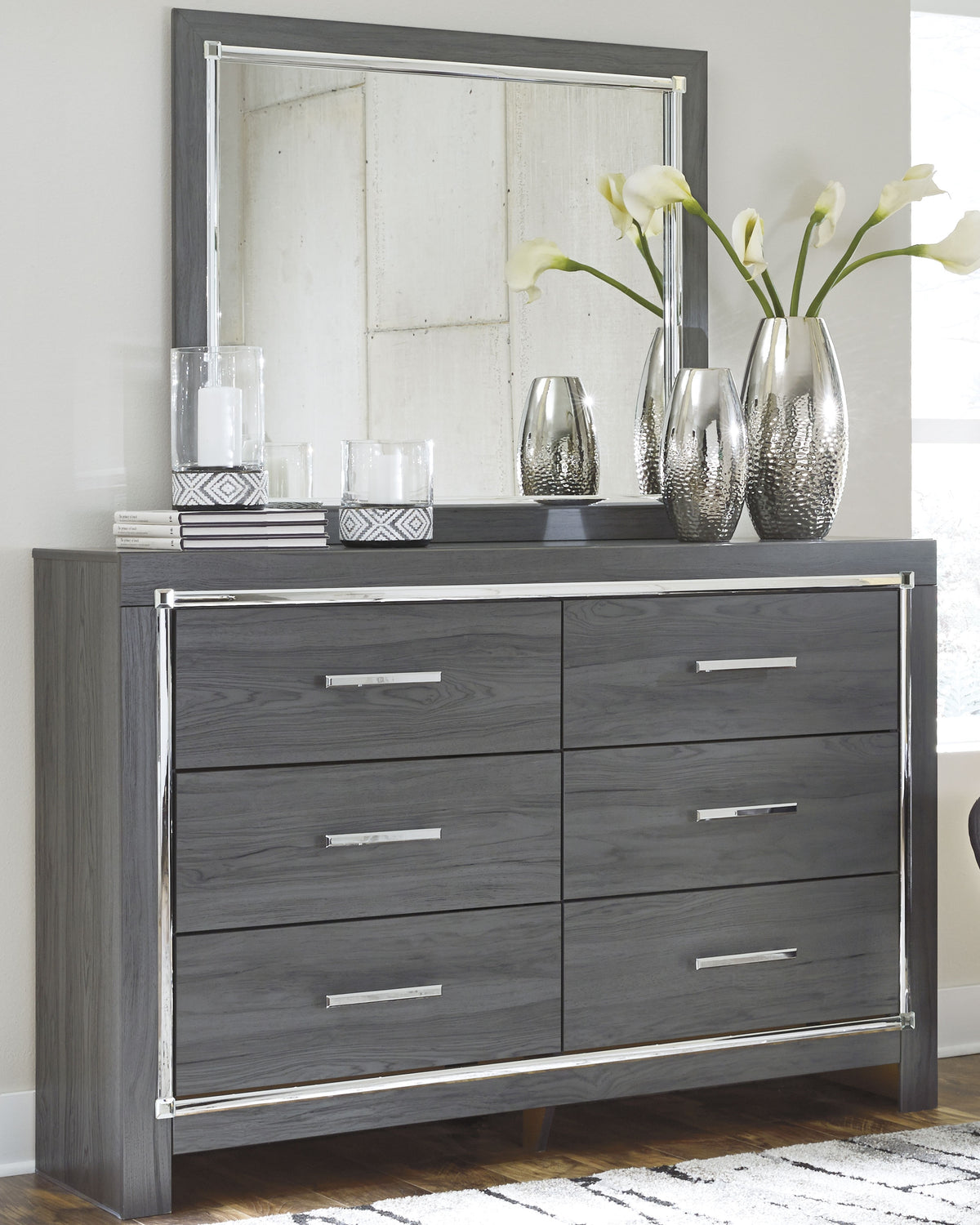 J&M Furniture - Ashley Furniture - Lodanna Dresser and Mirror - Dresser and Mirror / Gray - B214B1