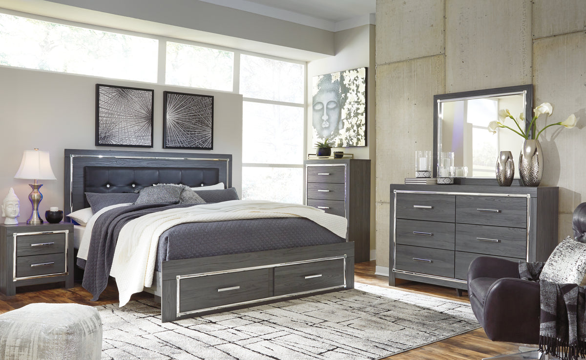 J&M Furniture - Ashley Furniture - Lodanna King Upholstered Storage Bed, Dresser, Mirror, Chest and 2 Nightstands - King Upholstered Storage Bed, Dresser, Mirror, Chest and 2 Nightstands - B214B29