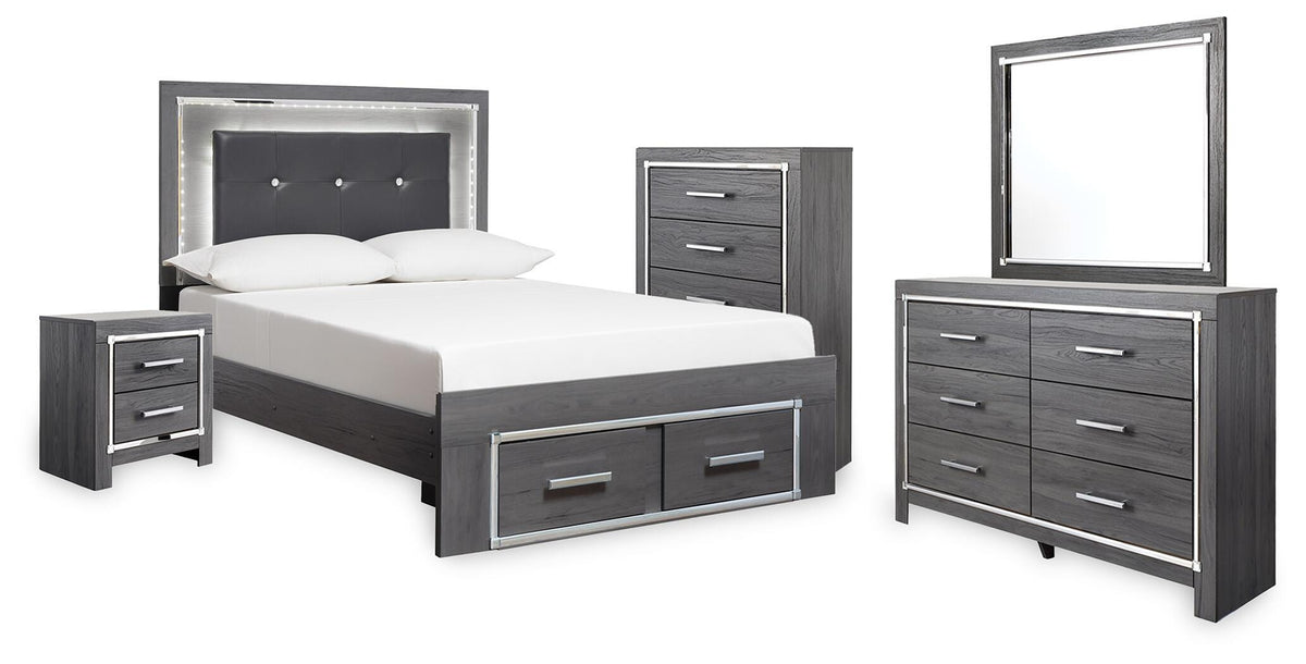 J&M Furniture - Ashley Furniture - Lodanna Full Storage Bed, Dresser, Mirror, Chest and Nightstand - Full Storage Bed, Dresser, Mirror, Chest and Nightstand - B214B59