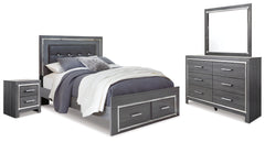 J&M Furniture - Ashley Furniture - Lodanna Queen Panel Storage Bed with Mirrored Dresser and Nightstand - Queen Panel Storage Bed with Mirrored Dresser and Nightstand - B214B16
